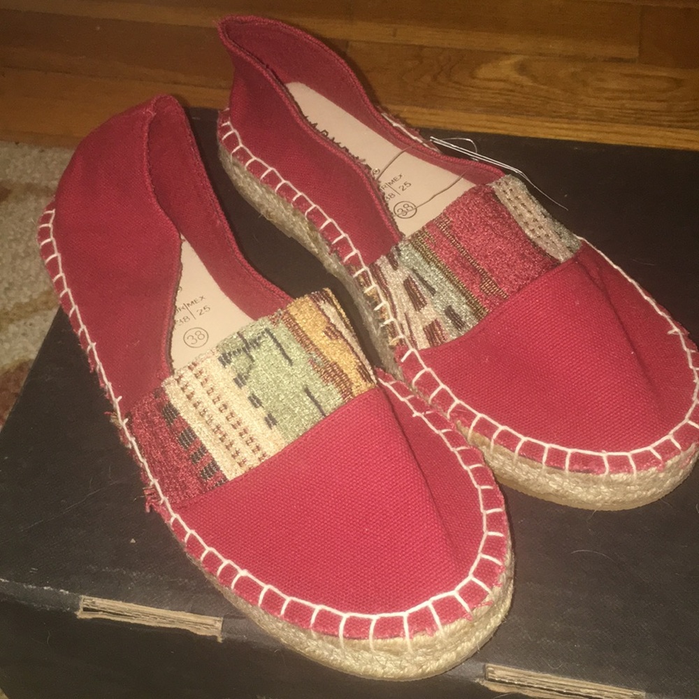 Marypaz red canvas and velvet detail espadrilles
